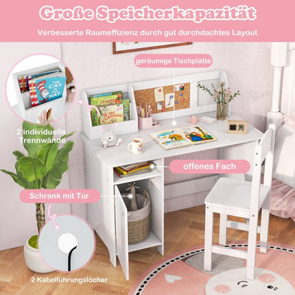 Children's Desk Set with Chair, Corkboard & Storage