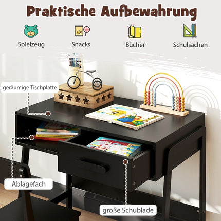 Children's Desk and Chair Set with Storage, Black