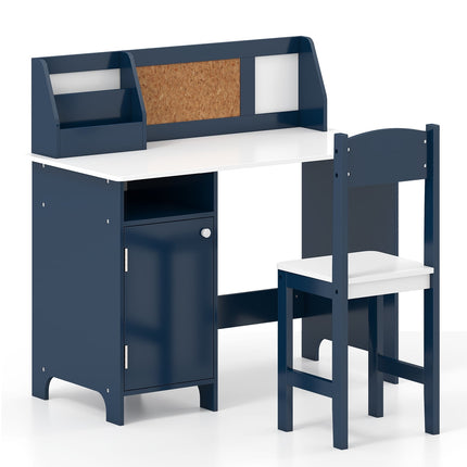 Children's Desk and Chair Set with Storage, Blue