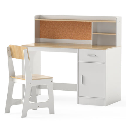 Children's Desk and Chair Set with Storage Shelves