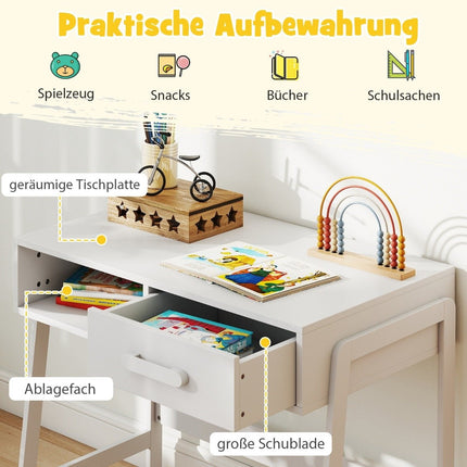 Children's Desk and Chair Set with Storage, White