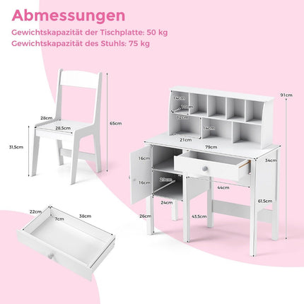 Children's Desk with Chair, Storage & Safety Features