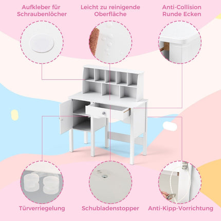 Children's Desk with Chair, Storage & Safety Features