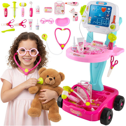 Children's Doctor Play Set with Stroller – 18 Pieces