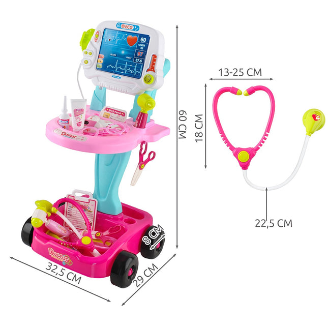 Children's Doctor Play Set with Stroller – 18 Pieces
