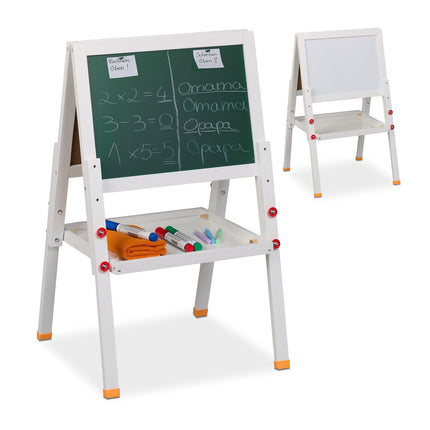 Children's Drawing Easel with Whiteboard & Chalkboard