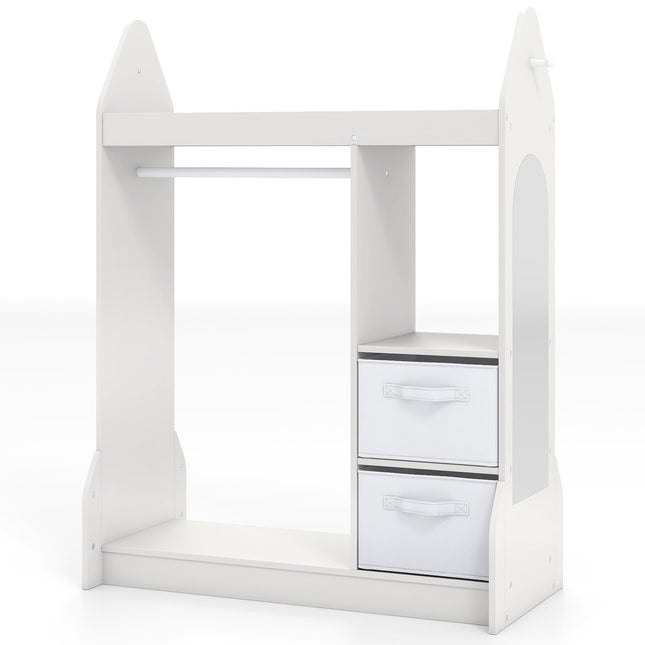 Children's Dress-Up Wardrobe with Mirror, White, 107cm