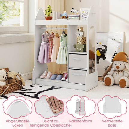 Children's Dress-Up Wardrobe with Mirror, White, 107cm