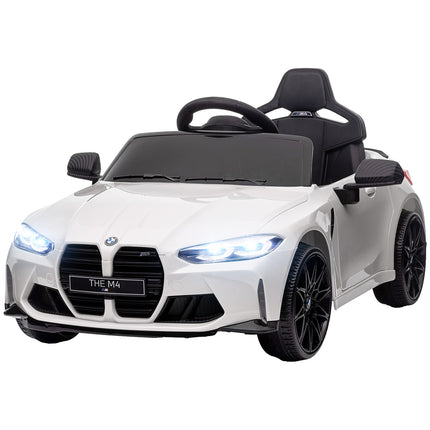 Electric car for children with remote control, MP3 & LED lights, white