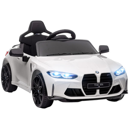Electric car for children with remote control, MP3 & LED lights, white
