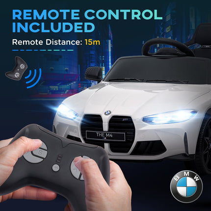 Electric car for children with remote control, MP3 & LED lights, white