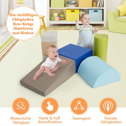 Children's Foam Building Blocks Set – 6 Pieces, Brown