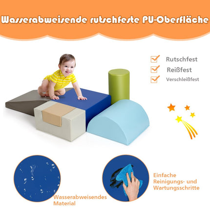 Children's Foam Building Blocks Set – 6 Pieces, Brown