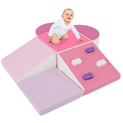 Children's Foam Climbing Blocks Set – 6 Pieces, Pink