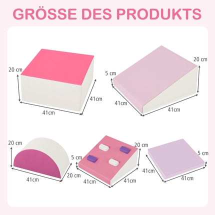 Children's Foam Climbing Blocks Set – 6 Pieces, Pink