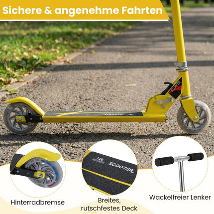Children's Foldable Scooter, Adjustable Height, Yellow