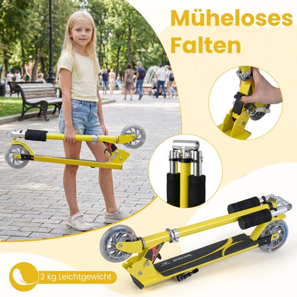 Children's Foldable Scooter, Adjustable Height, Yellow