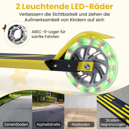 Children's Foldable Scooter, Adjustable Height, Yellow