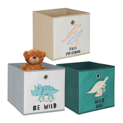 Children's Foldable Storage Boxes, 3-Pack, Dinosaur & Animal