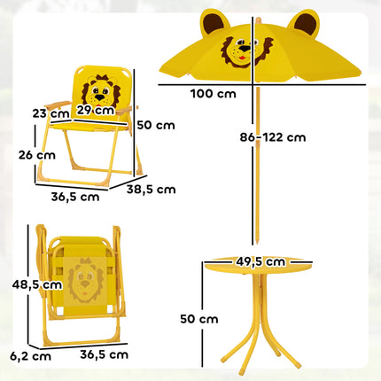 Children's Garden Furniture Set, Lion Design, Yellow