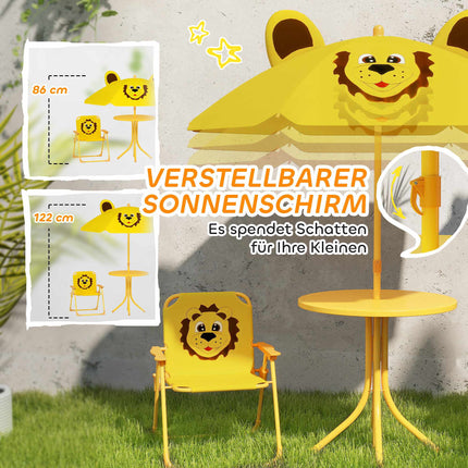 Children's Garden Furniture Set, Lion Design, Yellow