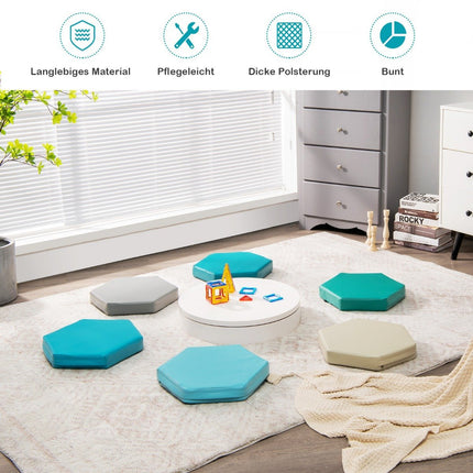 Children's Hexagon Floor Cushions, 6-Pack, Multi-Color