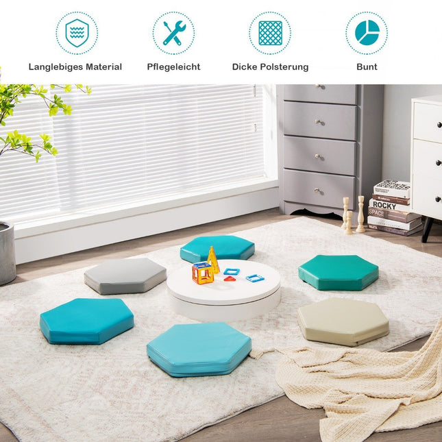 Children's Hexagon Floor Cushions, 6-Pack, Multi-Color