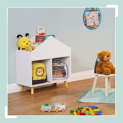 Children's House-Shaped Bookcase with 6 Compartments