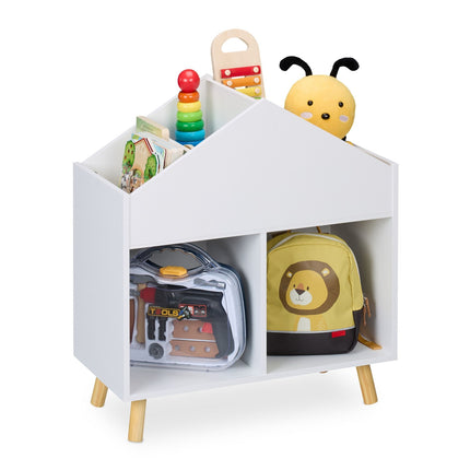 Children's House-Shaped Bookcase with 6 Compartments
