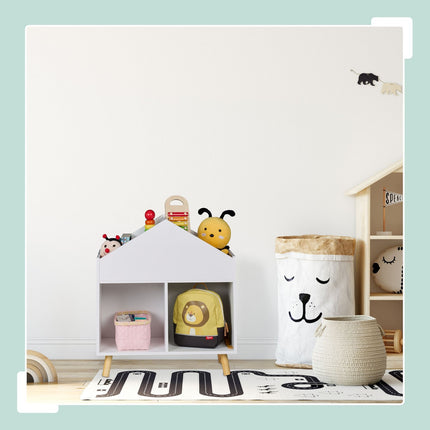 Children's House-Shaped Bookcase with 6 Compartments
