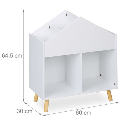 Children's House-Shaped Bookcase with 6 Compartments