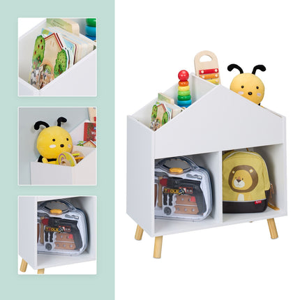 Children's House-Shaped Bookcase with 6 Compartments