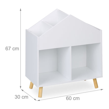 Children's House-Shaped Storage Shelf, 6 Compartments