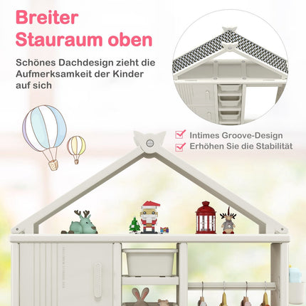 Children's House-Shaped Wardrobe with Clothes Rail