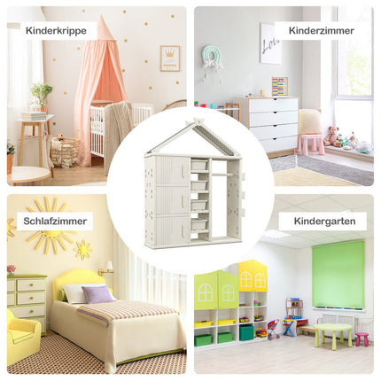 Children's House-Shaped Wardrobe with Clothes Rail