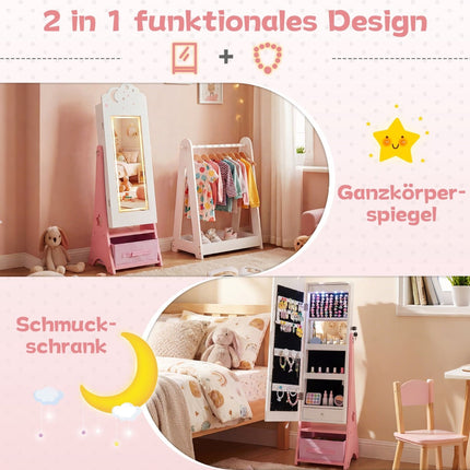 Children's Jewelry Cabinet with Mirror & LED Lights