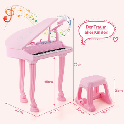 Children's Keyboard with 37 Keys & Stool Electronic Piano Keyboard 47 x 37 x 70 cm Pink
