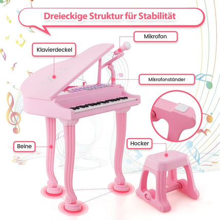 Children's Keyboard with 37 Keys & Stool Electronic Piano Keyboard 47 x 37 x 70 cm Pink