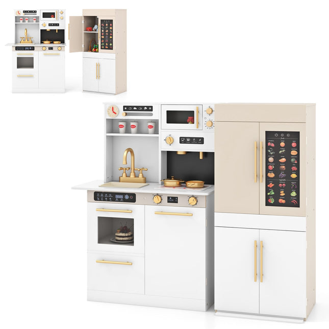 Children's Kitchen Set with Interactive Learning Poster