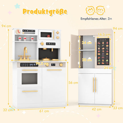 Children's Kitchen Set with Interactive Learning Poster