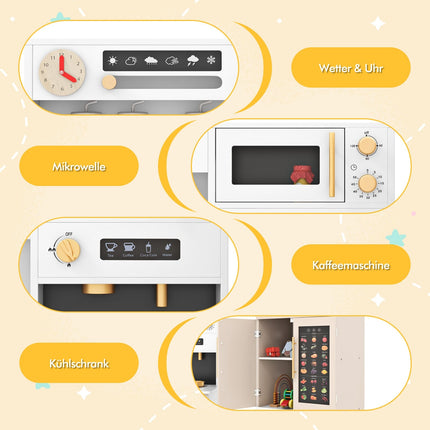 Children's Kitchen Set with Interactive Learning Poster