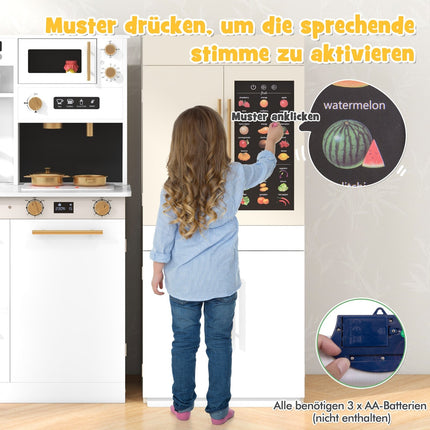 Children's Kitchen Set with Interactive Learning Poster