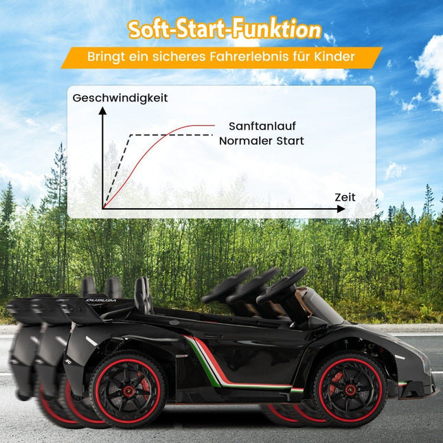 Children's Lamborghini electric car with remote control & LED headlights & horn & music black
