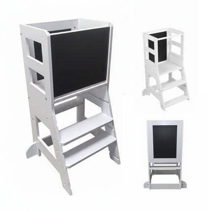 Children's Learning Tower with Chalkboard and Safety Bar