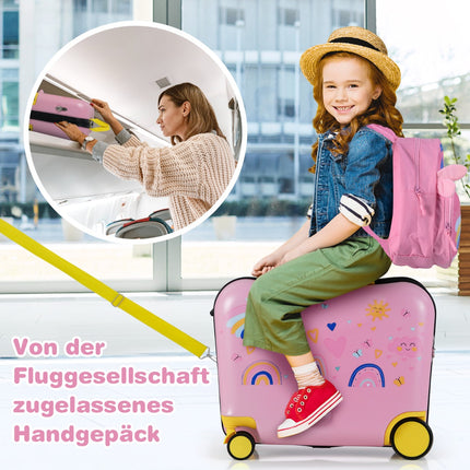 Children's Luggage Set: 47cm Ride-On Suitcase & 30cm Backpack