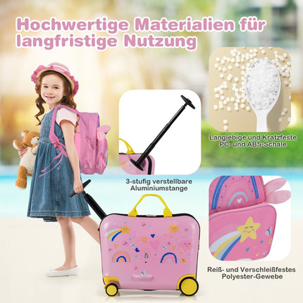 Children's Luggage Set: 47cm Ride-On Suitcase & 30cm Backpack
