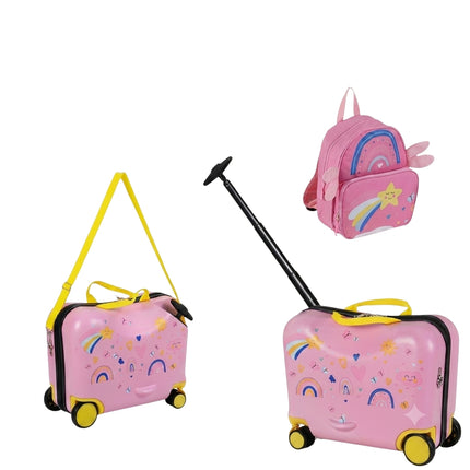 Children's Luggage Set: 47cm Ride-On Suitcase & 30cm Backpack