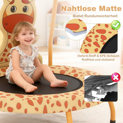Children's Mini Trampoline with Handle, Giraffe Design, 71cm