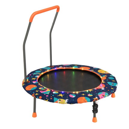 Children's Mini Trampoline with LED Lights, Removable Handle