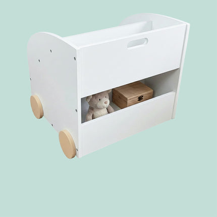 Children's Mobile Bookcase, 3 Shelves, White/Natural